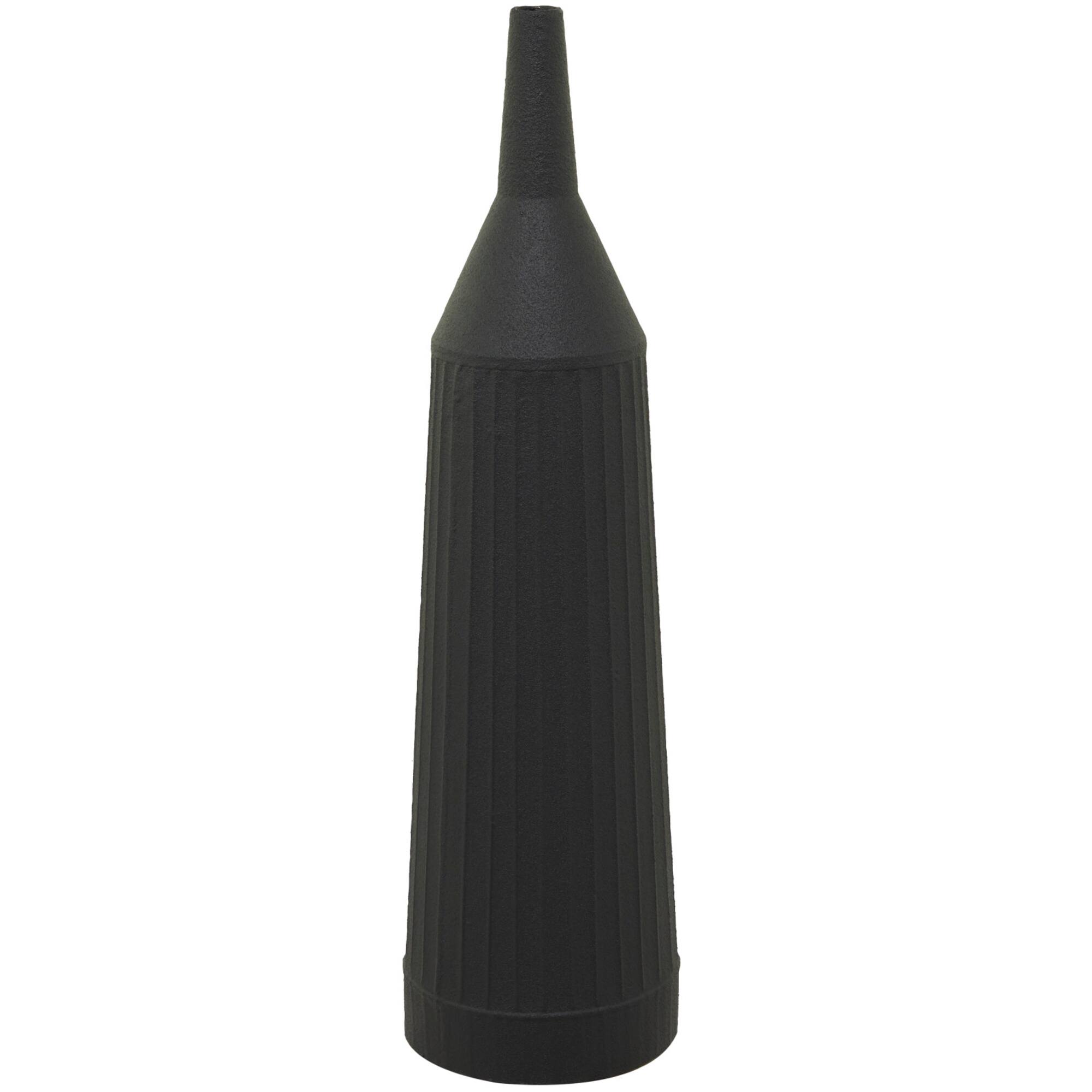 Black Metal Grooved Vase 8" x 8" x 30"